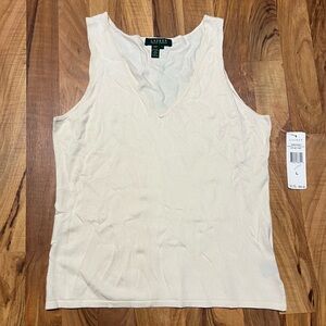NWT Lauren Ralph Lauren Vintage Ivory Tank Top Size Large